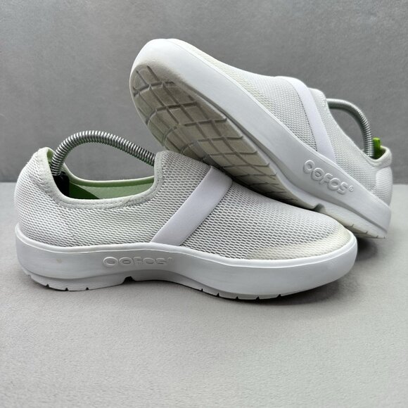 OOFOS OOmg eeZee Low Womens Size 7 Shoes White Mesh Recovery Comfort Support - Picture 5 of 8